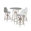 Ver imagem 1 de Jogo Mesa Bistrô Eames Branca 60Cm 3 Banquetas Branca Base Ferro Cobre - Cor: Branco