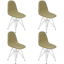 Ver imagem 1 de Kit 4 Cadeiras Estofadas Charles Eames Eiffel Botonê com Pés de Metal Cromado Nude Multicolorido