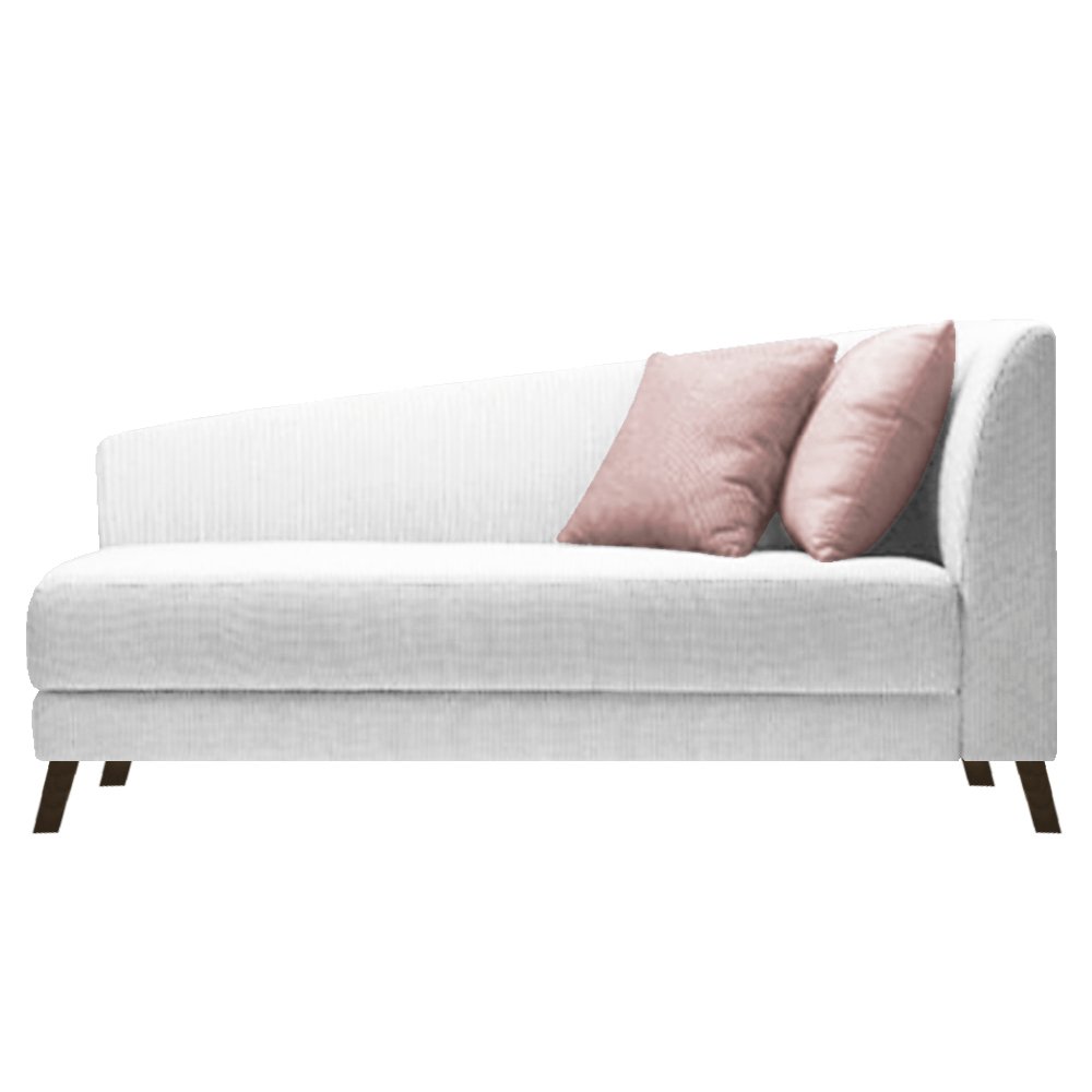 Recamier Heitor 185cm com Almofada Lado Esquerdo Suede - ADJ Decor - Branco/Rosê