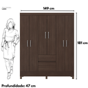 Ver imagem 3 de Guarda-Roupa Casal 6 Portas 2 Gavetas 149 cm Fast Café Touch