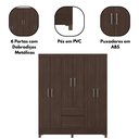 Ver imagem 5 de Guarda-Roupa Casal 6 Portas 2 Gavetas 149 cm Fast Café Touch