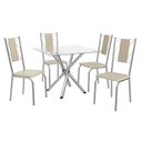 Ver imagem 2 de Conjunto Sala de Jantar Mesa com 4 Cadeiras Estofadas Cromado 794 Kappesberg Crome Cromado/nude