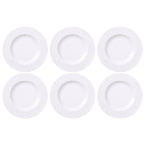 Jogo 6 Pratos de Sobremesa Branco em Porcelana 21cm Mesa Posta Ingrid Tramontina
