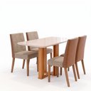 Ver imagem 2 de Conjunto Sala de Jantar Mesa Manu 120cm Tampo MDF e Vidro Canto Arredondado 4 Cadeiras Anne