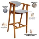 Ver imagem 4 de Kit 05 Banquetas Alta para Cozinha Bancada Bar Sala de Jantar Fixa Cecília L02 Suede Cinza - Lyam