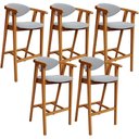 Ver imagem 1 de Kit 05 Banquetas Alta para Cozinha Bancada Bar Sala de Jantar Fixa Cecília L02 Suede Cinza - Lyam