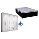 Ver imagem 1 de Cama Box Casal + Colchão Foggia Sogni + Guarda Roupa Master 8.6 Branco