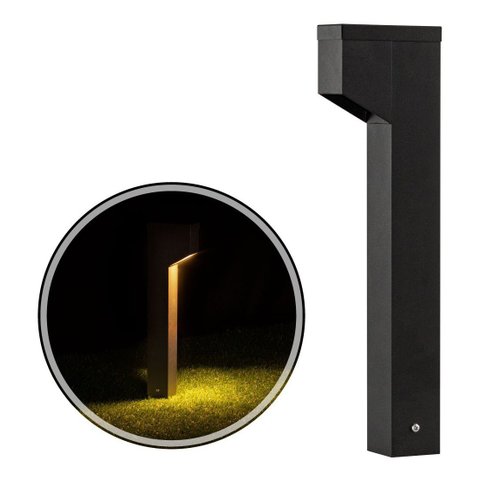 Poste Balizador Preto Luminária Jardim 1 Foco P/ Mr11 St2766