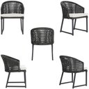 Ver imagem 5 de 1 Cadeira Noronha Aluminio Micro Pintura Preta, Tr. Telinha Corda Nautica Preta, Estofado - Branco