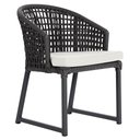 Ver imagem 1 de 1 Cadeira Noronha Aluminio Micro Pintura Preta, Tr. Telinha Corda Nautica Preta, Estofado - Branco