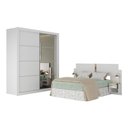 Ver imagem 2 de Guarda-roupas Casal e Cabeceira com 2 Mesas de Cabeceira e Espelhos Multimóveis Mp4328