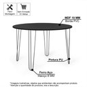 Ver imagem 2 de Mesa de Jantar Redonda 6 Lugares 120cm Base de Ferro Hairpin Preto