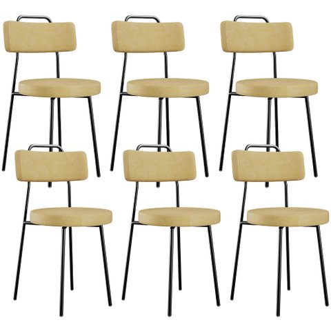 Kit 06 Cadeiras Decorativas Estofada Sala de Jantar Barcelona L02 Couríssimo Casco Fendi - Lyam Deco