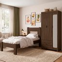 Ver imagem 2 de Guarda Roupa Solteiro 3 Portas 2 Gavetas e Cama de Solteiro Mdf Clara Chocolate Decmade