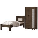 Ver imagem 1 de Guarda Roupa Solteiro 3 Portas 2 Gavetas e Cama de Solteiro Mdf Clara Chocolate Decmade