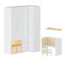 Ver imagem 2 de Conjunto Mesa e Cadeira Evolutiva, Prateleira e Guarda Roupa Modulado Wave Casatema MadeiraOriginals Branco/Marrom