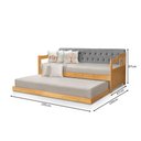 Ver imagem 5 de Bicama Dublin Estofado Capitonê Veludo Cinza Madeira Maciça com Cama Auxiliar 2 Colchões Imbuia