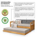 Ver imagem 2 de Bicama Dublin Estofado Capitonê Veludo Cinza Madeira Maciça com Cama Auxiliar 2 Colchões Imbuia
