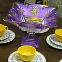 Ver imagem 7 de Centro de Mesa em Cristal com Pé Roxo com Dourado - 20x27cm - Centro de Mesa Elegante com Detalhes e