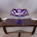 Ver imagem 2 de Centro de Mesa em Cristal com Pé Roxo com Dourado - 20x27cm - Centro de Mesa Elegante com Detalhes e