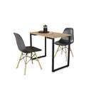 Ver imagem 1 de Mesa de Cozinha Porto Natural 90 cm com 02 Cadeiras Eiffel Preto - D’Rossi