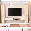 Ver imagem 1 de Painel para TV até 84 Polegadas com LED com Vidro Reflecta 100% MDF 305cmx219cm 2 Cristaleiras Vitoria Regia