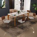 Ver imagem 2 de Mesa Capri 160cm Off White Nature E 6 Cadeiras Allana B05 Couríssimo Marrom Linho Bege - Lyam