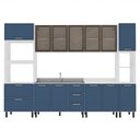 Ver imagem 2 de Cozinha Completa Amara 13 Portas 4 Gavetas com Vidro 40250777 Azul/branco - Politorno