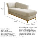 Ver imagem 2 de Kit Diva Recamier Vanessa 160cm Lado Direito e 01 Poltrona Laura Linho Doce Sonho Móveis Bege