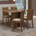 Ver imagem 1 de Conjunto Sala de Jantar Mesa Tampo de Madeira 4 Cadeiras Rustic/lírio Bege Marilyn Madesa