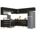 Ver imagem 3 de Armário de Cozinha Completa de Canto Veneza Multimóveis V2071 Preto/dourado