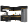 Armário de Cozinha Completa de Canto Veneza Multimóveis V2071 Preto/dourado - 3
