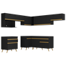 Armário de Cozinha Completa de Canto Veneza Multimóveis V2071 Preto/dourado - 7