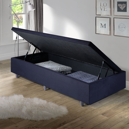 Cama Box Baú Solteirinho Suede 78x188x42cm com Pistão a Gás - 1