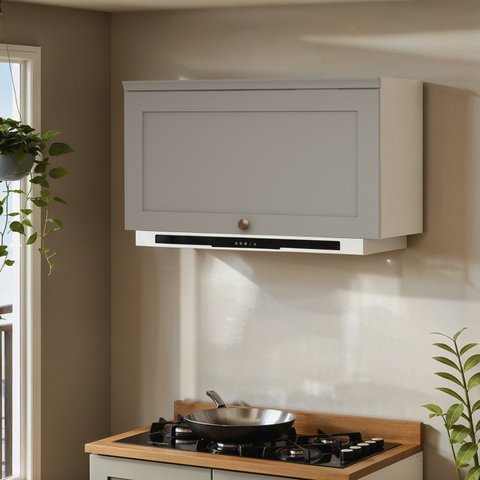 Aéreo Basculante para Cozinha 70cm Provençal Americano 100% MDF Iluminata Cinza/Branco/Fendi