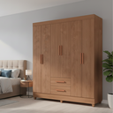 Ver imagem 2 de Roupeiro Lite 6 Portas 2 Gavetas Guarda-roupa Casal - Carvalho Oak