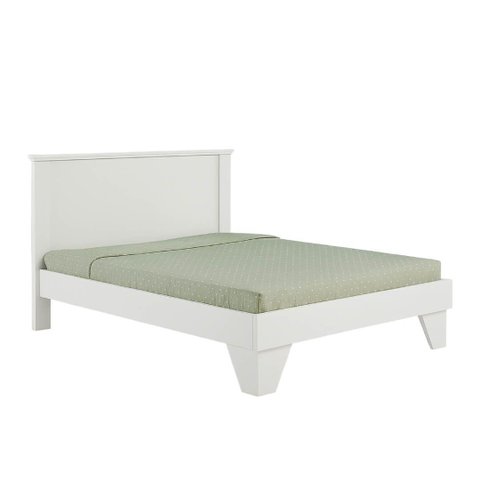 Cama Casal Slim com Peseira Baixa 7003 Branco Fosco