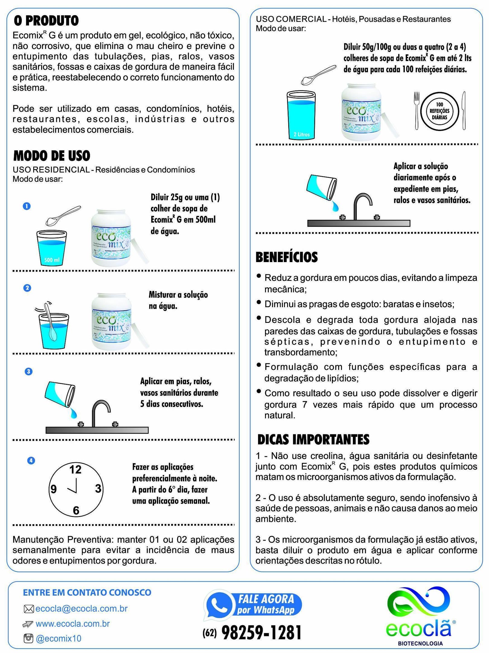 Ecomix G 500g - Desentupidor, Limpa Caixa de Gordura e Fossa - 2