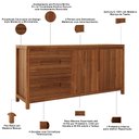 Ver imagem 5 de Aparador Buffet para Sala de Jantar 2 Portas 4 Gavetas 165cm Madeira Maciça Dunia F06 Rústico Escuro