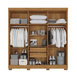 Guarda-roupa Recife 6 Portas 2 Gavetas com Espelho Salleto Cinamomo/off White - 2 Guarda-roupa Recife 6 Portas 2 Gavetas com Espelho Salleto Cinamomo/off White - 2