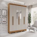 Ver imagem 4 de Guarda-roupa Recife 6 Portas 2 Gavetas com Espelho Salleto Cinamomo/off White