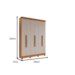 Guarda-roupa Recife 6 Portas 2 Gavetas com Espelho Salleto Cinamomo/off White - 3 Guarda-roupa Recife 6 Portas 2 Gavetas com Espelho Salleto Cinamomo/off White - 3