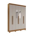 Ver imagem 1 de Guarda-roupa Recife 6 Portas 2 Gavetas com Espelho Salleto Cinamomo/off White