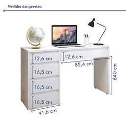 Escrivaninha 5 Gavetas 100% MDF Berlim Yescasa - 12