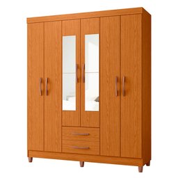 Guarda Roupa Âmbar Solteiro 6 Portas com Espelho Albatroz - 1