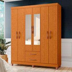 Guarda Roupa Âmbar Solteiro 6 Portas com Espelho Albatroz - 2