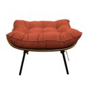 Ver imagem 3 de Poltrona com Puff Costela Sala Quarto Recepção Escritório Esqueleto Base Fixa Suede Terracota