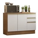 Ver imagem 1 de Balcão de Pia Armário de Cozinha 120 cm 2 Portas e 3 Gavetas (Com Tampo) Rustic/Branco Glamy Madesa
