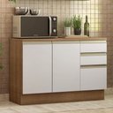 Ver imagem 3 de Balcão de Pia Armário de Cozinha 120 cm 2 Portas e 3 Gavetas (Com Tampo) Rustic/Branco Glamy Madesa