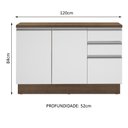 Ver imagem 4 de Balcão de Pia Armário de Cozinha 120 cm 2 Portas e 3 Gavetas (Com Tampo) Rustic/Branco Glamy Madesa